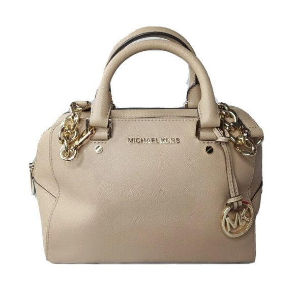 Michael Kors Jet Set Travel Medium Satchel Dark Camel Saffiano Leather MSRP $298 - Picture 3 of 7